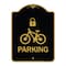Signmission Parking With Cycle and Lock, Black & Gold Aluminum Architectural Sign, 18" x 24", BG-1824-23476 A-DES-BG-1824-23476 - alternate 1